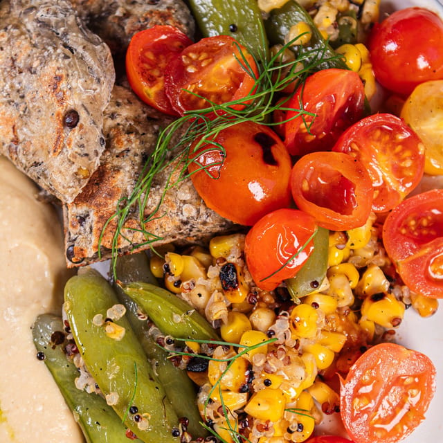 Roasted Summer Vegetables & Hummus (take out).